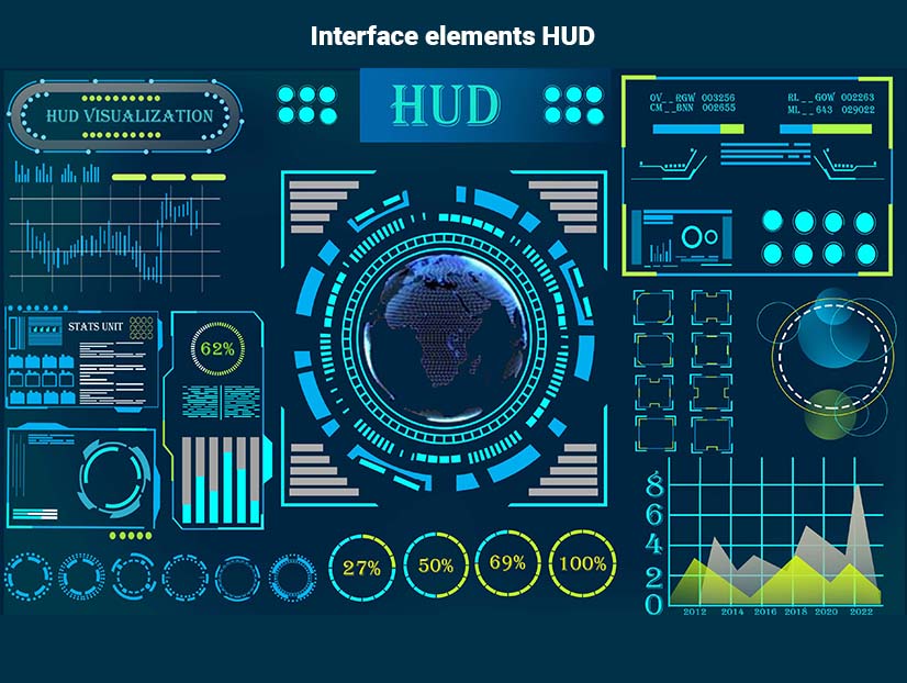 Interface elements HUD Futuristic callout bar labels